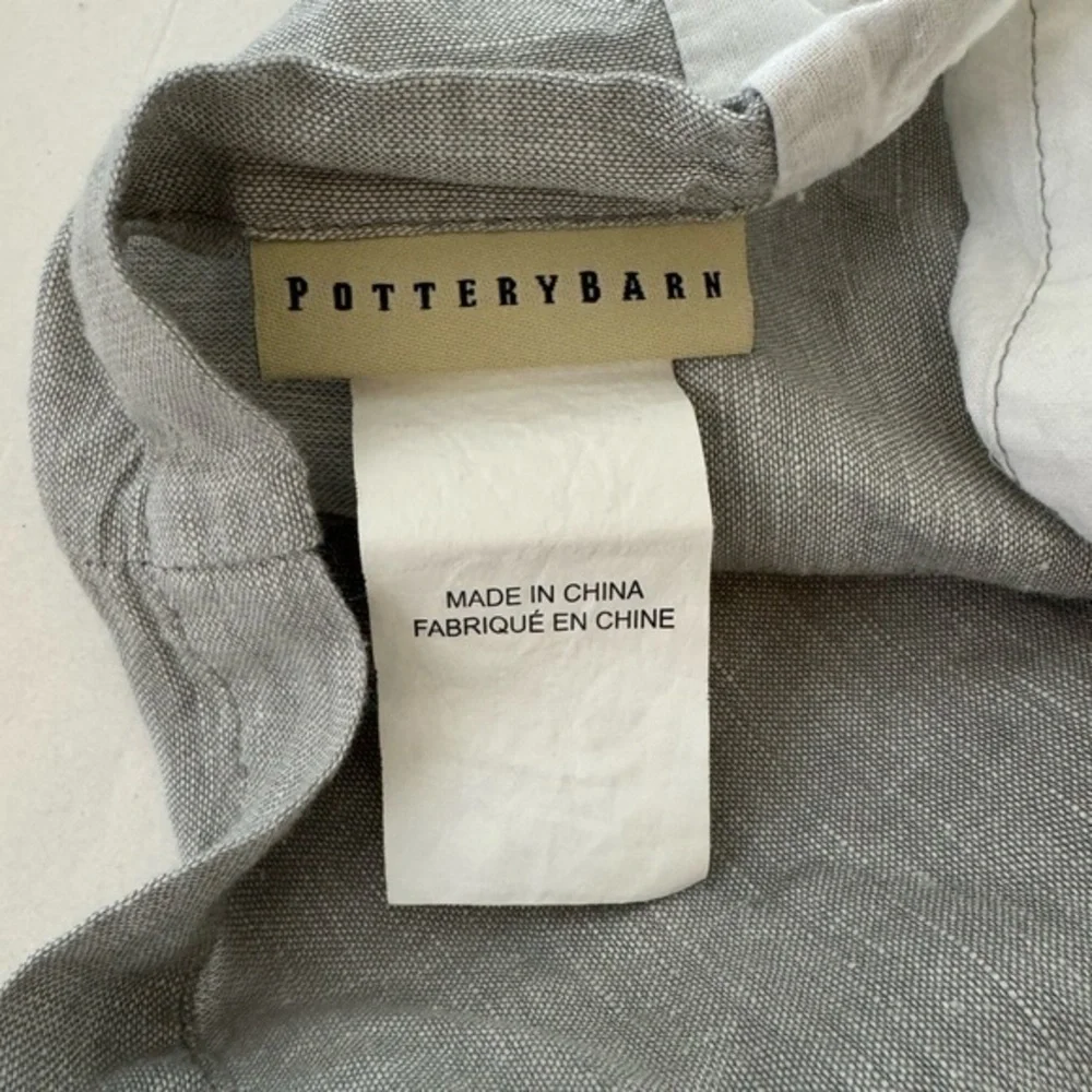 Pottery Barn‎ Queen Grand Lit Cotton Linen Blend Gray Bedskirt